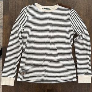 ✨ Lauren Ralph Lauren Striped Long Sleeve Top – Suede‎ Elbow Patches – Size L
